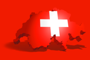 Switzerland Map 3D roter Hintergrund